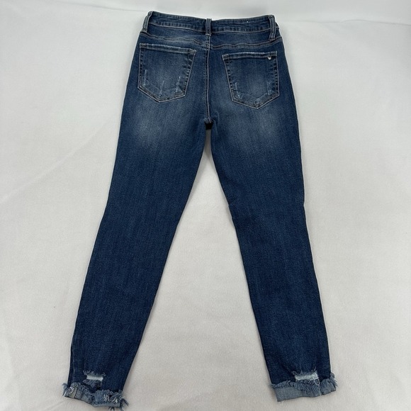 Tricot  Ankle Cropped Rolled Hem Straight Leg Button Fly Distressed Women Jr 28 - Picture 2 of 11